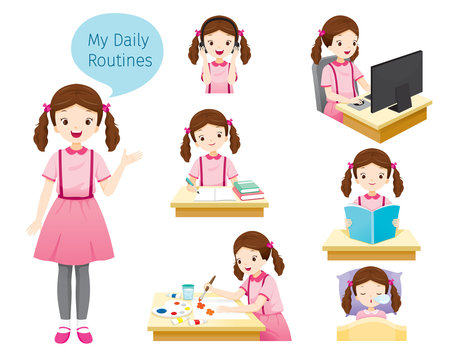 The Daily Routines Of Girl, People, Activities, Habit, Lifestyle, Leisure, Hobby, Avocation