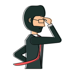 avatar businessman thinking over white background, colorful design. vector illustration