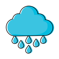 cloud with rain drops icon over white background, colorful design. vector illustration