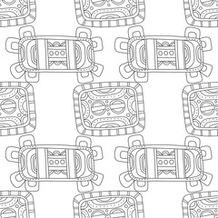 Black and white illustration for coloring book, page. Abstract decorative seamless pattern.