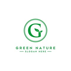 letter G logo concept, nature green leaf symbol, initials  icon design