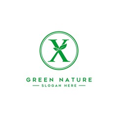 Fototapeta premium letter X logo concept, nature green leaf symbol, initials icon design