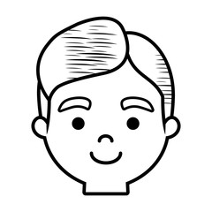 sketch of Cartoon boy icon over white background, vector illustration