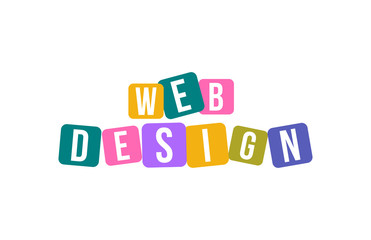 WEB DESIGN Colorful Vector Letter Alphabet Illustration Square Layout 