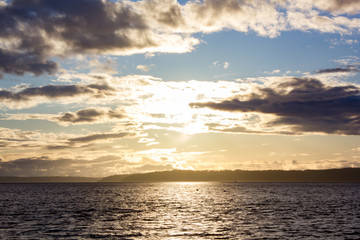 golden light reflecting in water