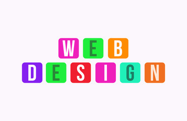 WEB DESIGN Colorful Vector Letter Alphabet Illustration Square Layout 