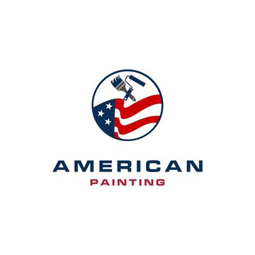 american painting brush roll logo