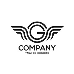 letter G with wings and circle logo vector, Creative Letter G with wings design element