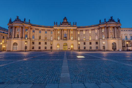 Old historic building at the Unter den Linden boulevard in Berlin at night