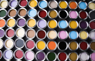 Colorful paint cans set