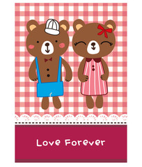 Stock vector cute couple bear