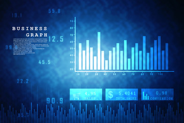 2d rendering Stock market online business concept. business Graph 