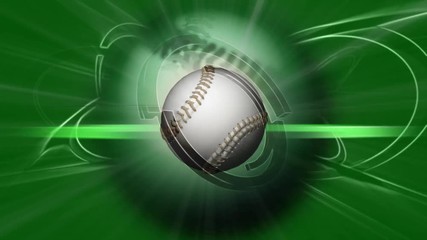background of a spinning baseball on green