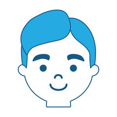 cartoon man face icon over white background, blue shading design. vector illustration