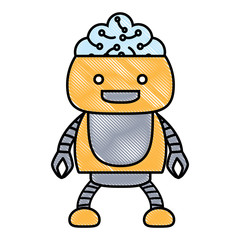 Cartoon robot showing the brain over white background, colorful design. vector illustration