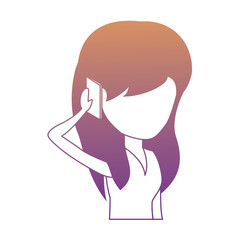 avatar Woman Talking on Cellphone over white background, colorful design. vector illustration
