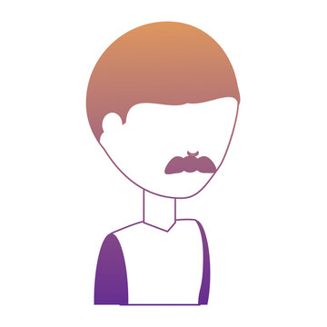 avatar man with mustache icon over white background blue shading design. vector illustration