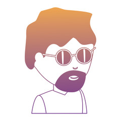 avatar man with beard and wearing round glasses over white background, colorful design. vector illustration