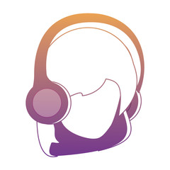 avatar woman head with headphones over white background, colorful design. vector illustration