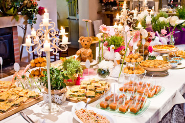 real buffet tables ready for an aperitif or appetizer