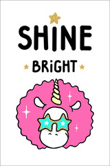 Hand drawn illustration of a magic unicorn. Vector isolated illustration