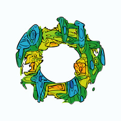 Abstract colorful circle alien style vector frame