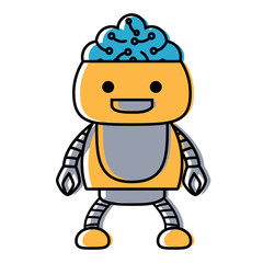 Cartoon robot showing the brain over white background, colorful design. vector illustration