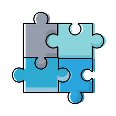 puzzle pieces icon over white background, colorful design. vector illustration