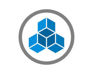 blue cube pattern shape image vector icon symbol logo