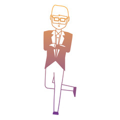 avatar businessman standing with one leg crossed icon over white background, colorful design. vector illustration