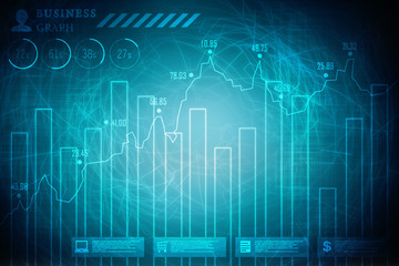 2d rendering Stock market online business concept. business Graph 