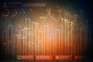 2d rendering Stock market online business concept. business Graph 