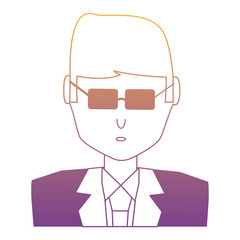 avatar businessman with sunglasses over white background, colorful design.  vector illustration