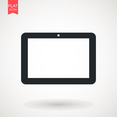 Vector Tablet icon . Flat vector illustration in black isolated on white background. EPS 10