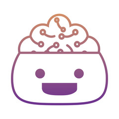 Cartoon robot showing the brain over white background, colorful design. vector illustration