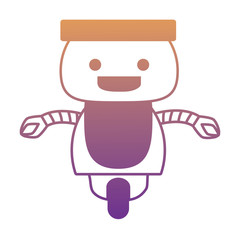 Cartoon little robot icon over white background, colorful design. vector illustration