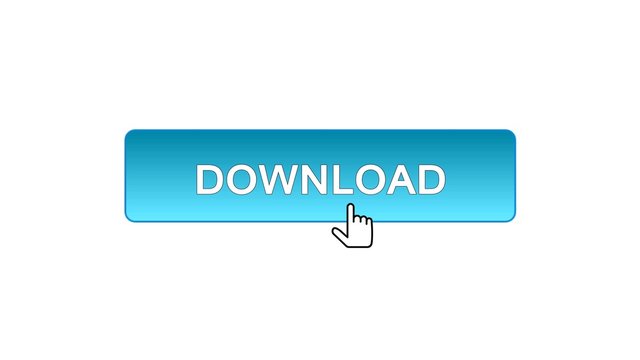 Download web interface button clicked with mouse cursor, blue color design