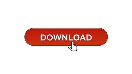 Download web interface button clicked with mouse cursor, win red color design
