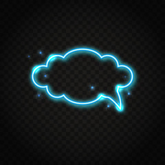 Neon blue cloud speech bubble with space for text