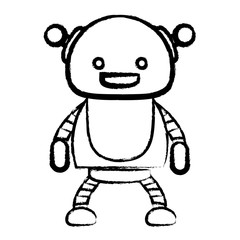Obraz premium sketch of cartoon cute robot icon over white background, vector illustration