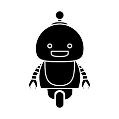 Cartoon little robot icon over white background, vector illustration