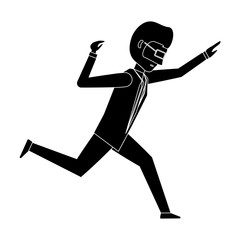 avatar businessman running icon over white background, vector illustration