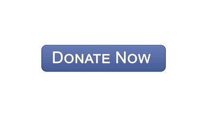 Donate now web interface button violet color, social support, volunteering
