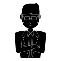 avatar businessman with arms crossed over white background, vector illustration