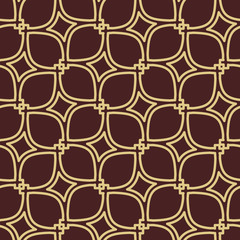 Seamless ornament in arabian style. Geometric abstract brown and golden background. Pattern for wallpapers and backgrounds