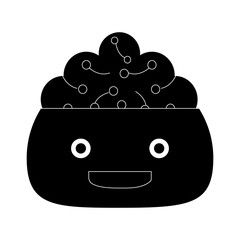 Cartoon robot showing the brain over white background, vector illustration