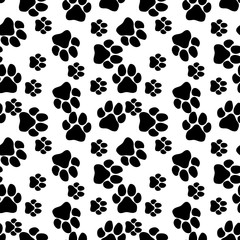 Fototapeta premium Vector seamless pattern with cat footprints. Can be used for wallpaper, web page background, surface textures.