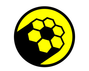 Obraz premium yellow black bee hive hexagon shape image vector icon symbol logo