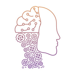 Artificial intelligence concept, robotic head icon over white background, colorful design. vector illustration