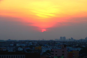 Sunset with orange sky